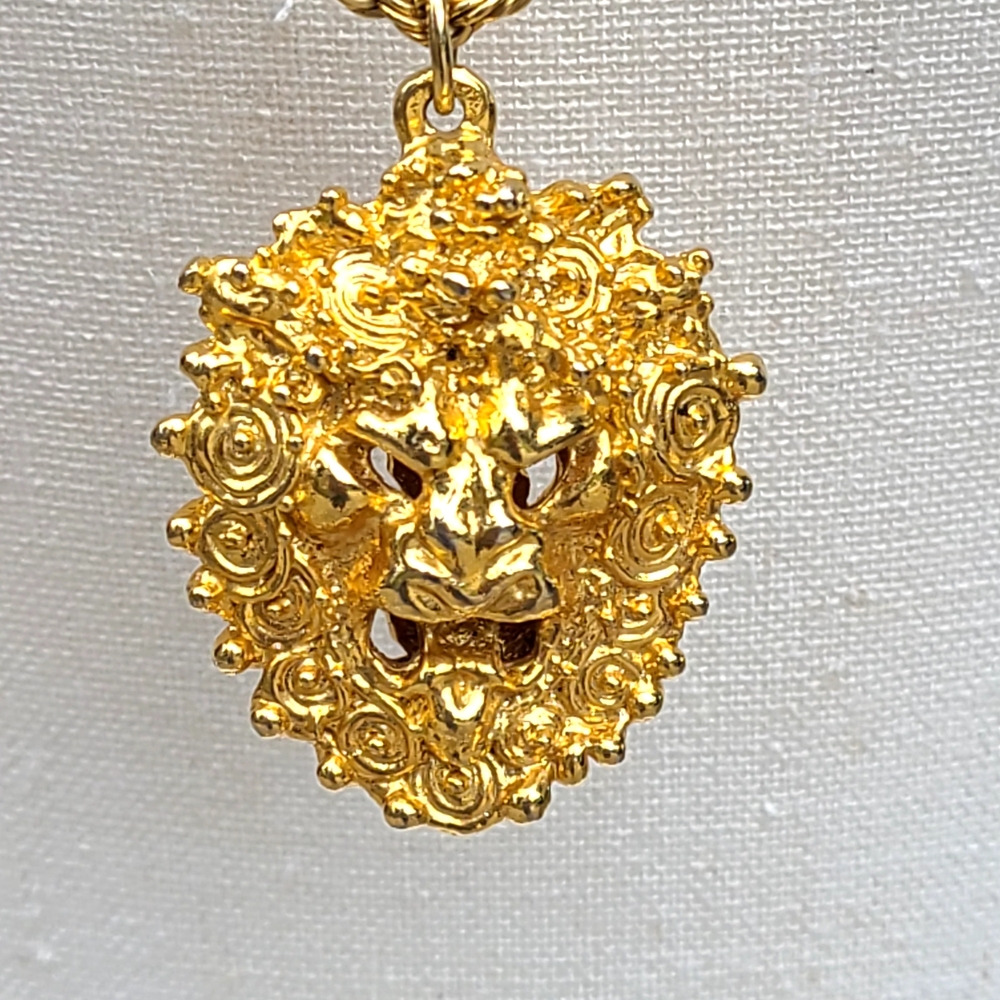 Gold Electroplated  Lion Head Necklace